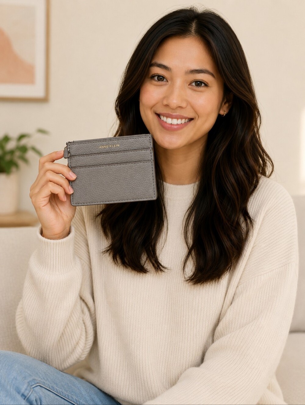 🌽 Anne Klein Pebbled Gray Card Holder